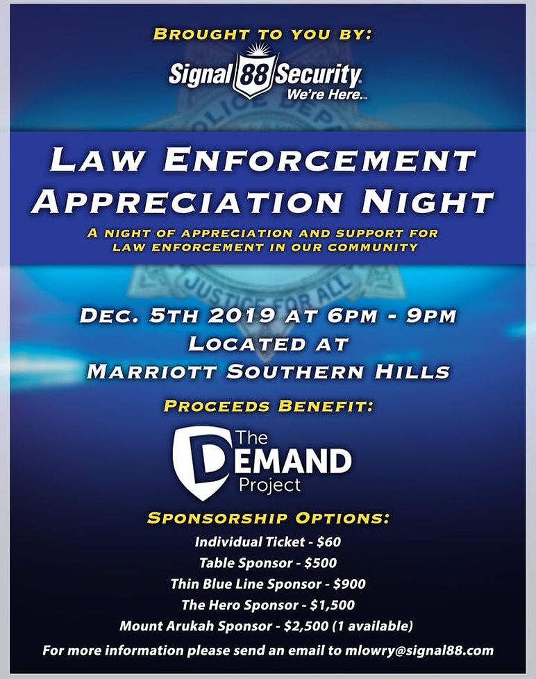 flyer for Law Enforcement Appreciation Night  2019